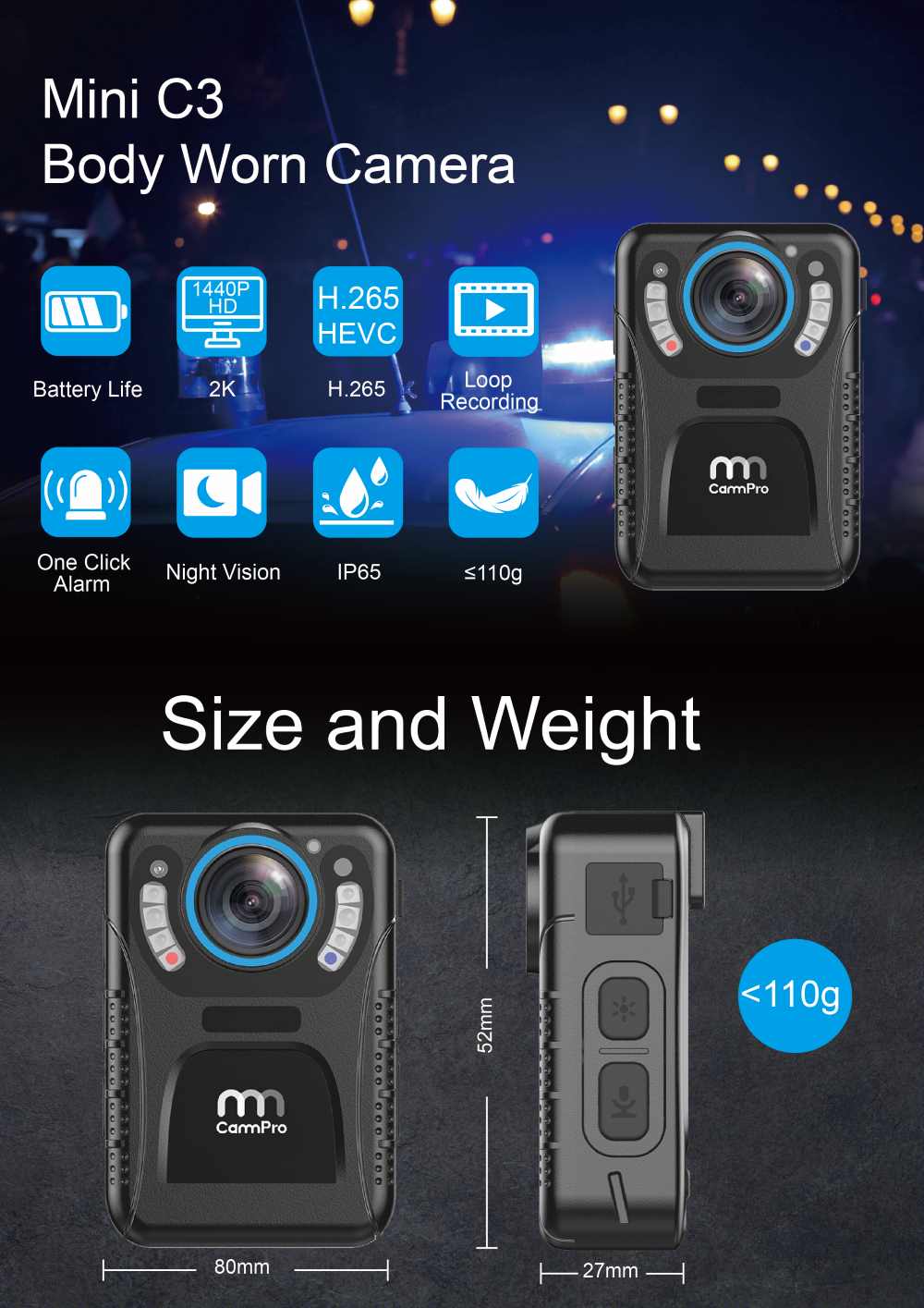 C3 Fashion Mini Body Camera